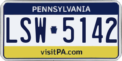 PA license plate LSW5142
