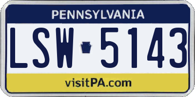PA license plate LSW5143