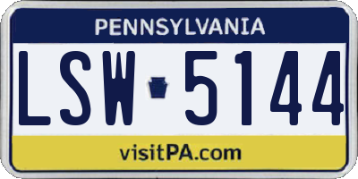 PA license plate LSW5144