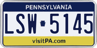 PA license plate LSW5145
