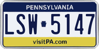 PA license plate LSW5147