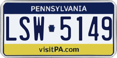 PA license plate LSW5149