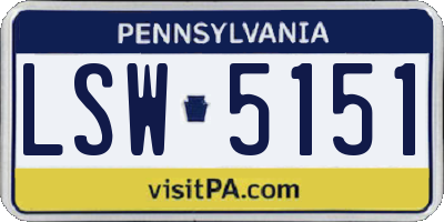 PA license plate LSW5151