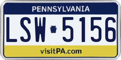 PA license plate LSW5156