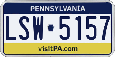 PA license plate LSW5157