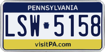 PA license plate LSW5158
