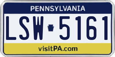 PA license plate LSW5161