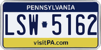 PA license plate LSW5162