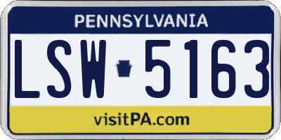 PA license plate LSW5163