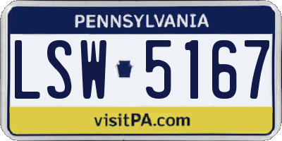 PA license plate LSW5167