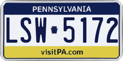 PA license plate LSW5172