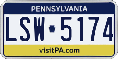 PA license plate LSW5174
