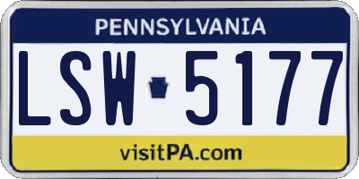 PA license plate LSW5177