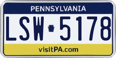 PA license plate LSW5178