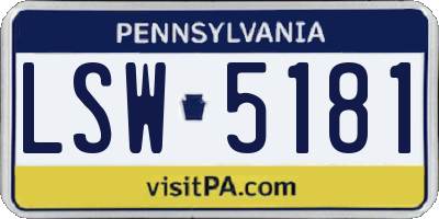 PA license plate LSW5181