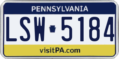 PA license plate LSW5184