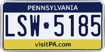PA license plate LSW5185