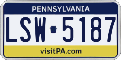 PA license plate LSW5187