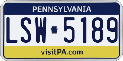 PA license plate LSW5189