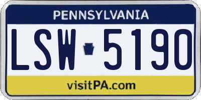 PA license plate LSW5190