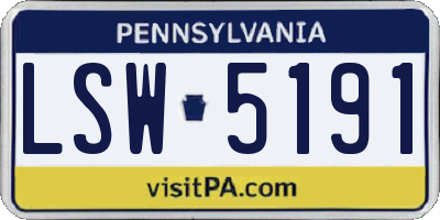 PA license plate LSW5191