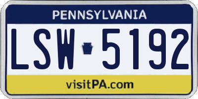 PA license plate LSW5192