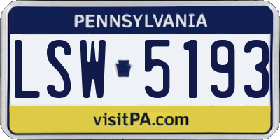 PA license plate LSW5193