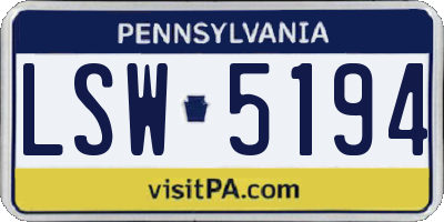 PA license plate LSW5194