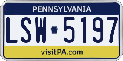 PA license plate LSW5197