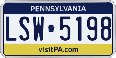 PA license plate LSW5198