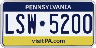 PA license plate LSW5200