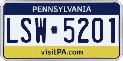 PA license plate LSW5201