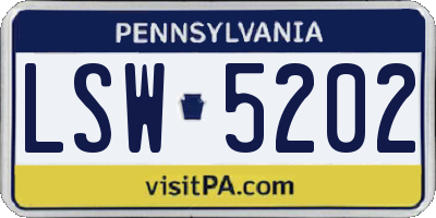 PA license plate LSW5202