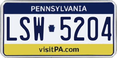 PA license plate LSW5204