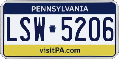 PA license plate LSW5206