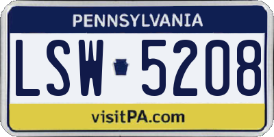 PA license plate LSW5208
