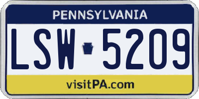 PA license plate LSW5209