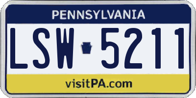 PA license plate LSW5211
