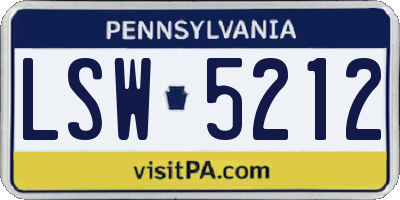 PA license plate LSW5212
