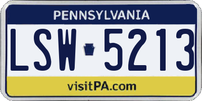 PA license plate LSW5213