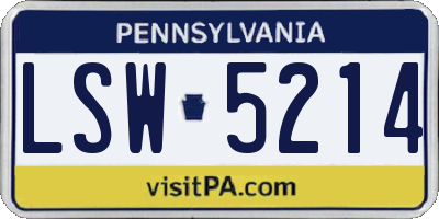 PA license plate LSW5214