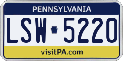 PA license plate LSW5220