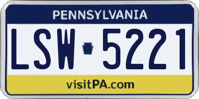 PA license plate LSW5221