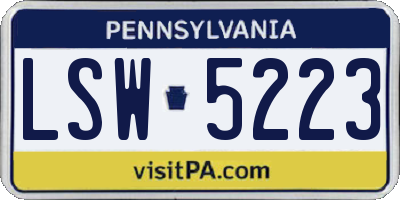 PA license plate LSW5223