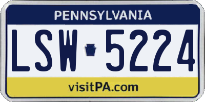 PA license plate LSW5224