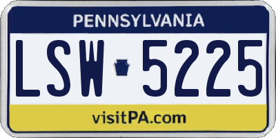 PA license plate LSW5225