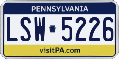PA license plate LSW5226