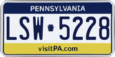 PA license plate LSW5228
