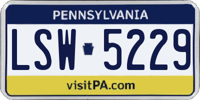 PA license plate LSW5229