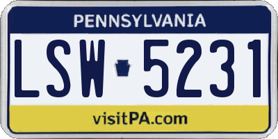 PA license plate LSW5231